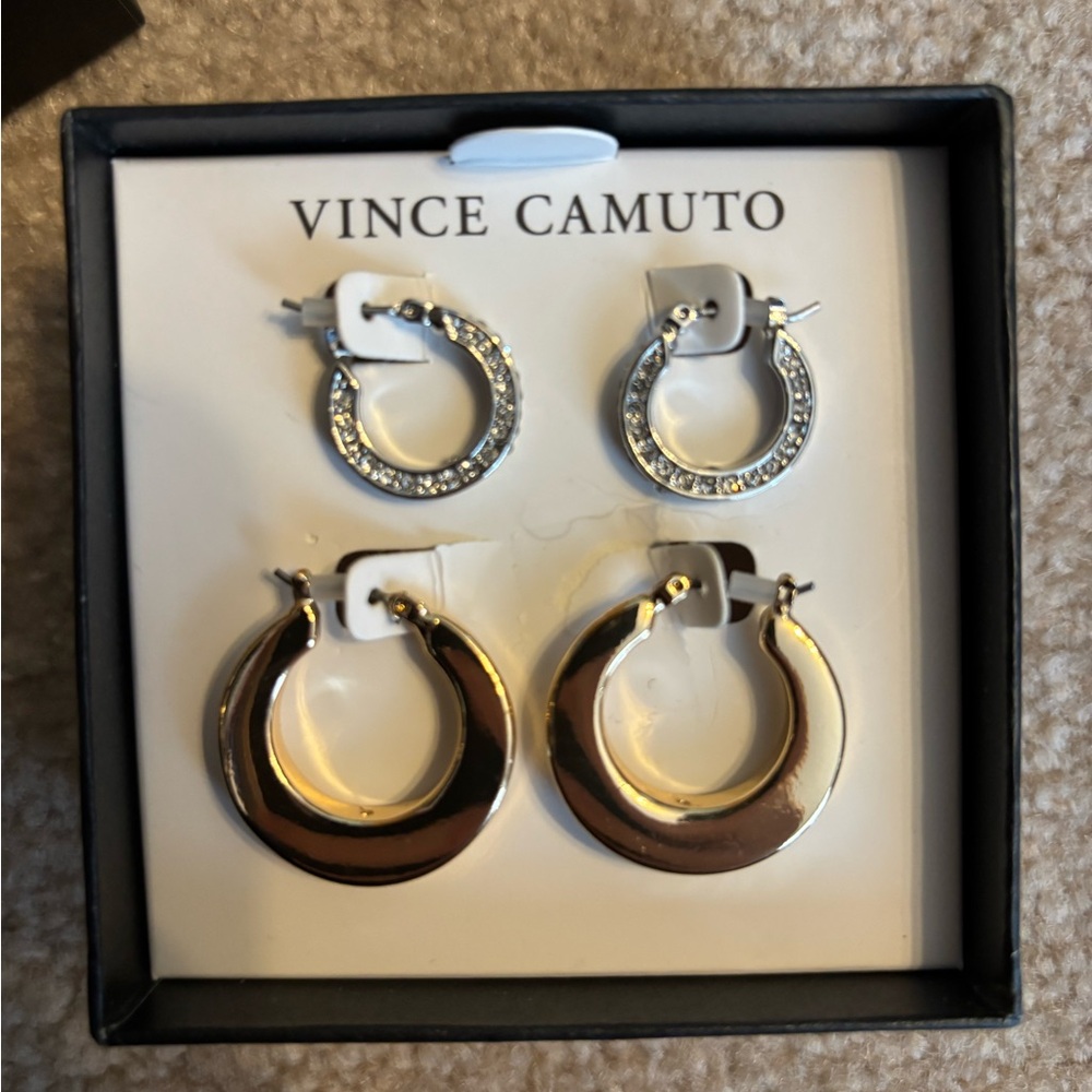 Vince Camuto Silver and Gold Hoop Earrings. NWTs